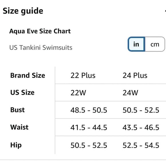 Aqua Eve Plus Size Tummy Control One Piece Swimsuit 22W - Picture 4 of 4